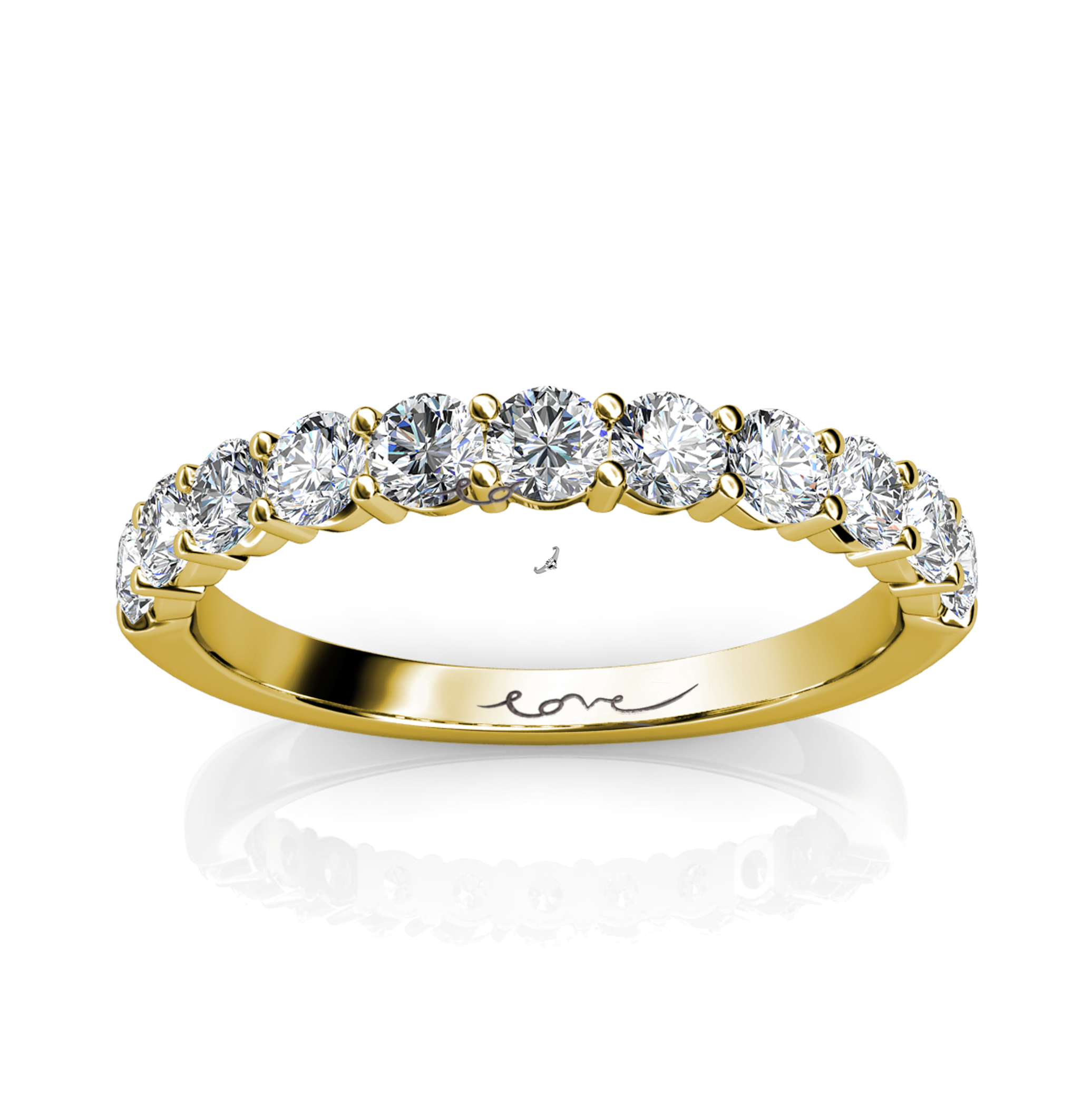 I Want To Hold Your Hand — Wedding Band Ring with Round Brilliant Cut Diamonds ...