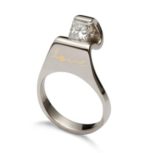 Hold Hands Ring |Engagement Ring with Princes Diamond | Platinum
